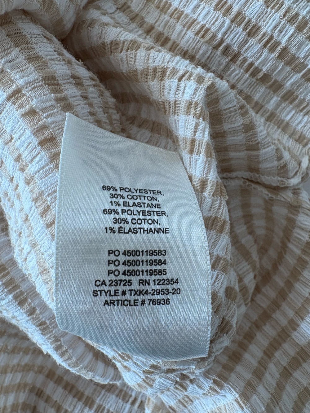 Aritzia || Wilfred Verona Pant and Tank Set Seersucker Tan Cream Small - Picture 7 of 8